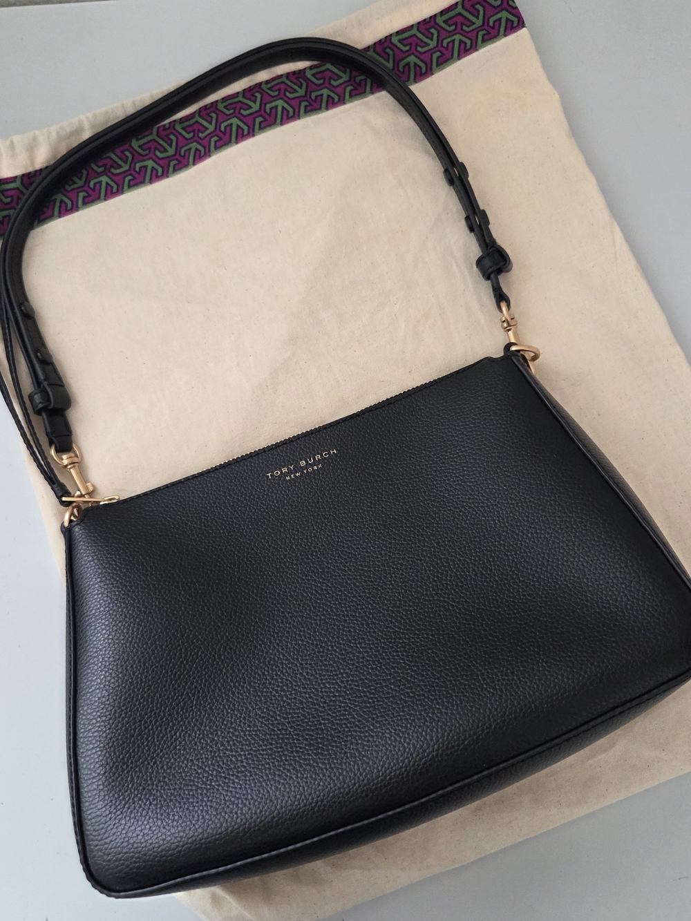 Tory Burch Perry Black Leather Shoulder Bag Crossbody